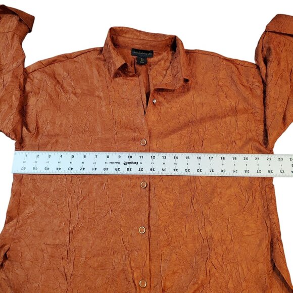 House of Harlow 1960 Blouse Womens Burnt Orange Crinkle Texture Oversized Tunic - Picture 8 of 12